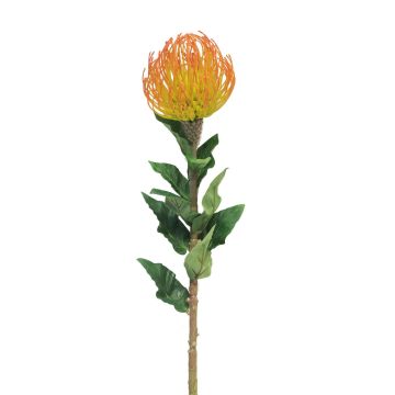 Kunstblume Nadelkissen Protea XIFANG, orange-gelb, 75cm, Ø10cm