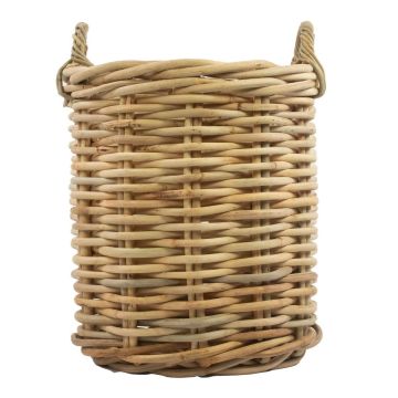 Runder Aufbewahrungskorb BENIGNO mit Henkel, Rattan, braun, 59cm, Ø44cm