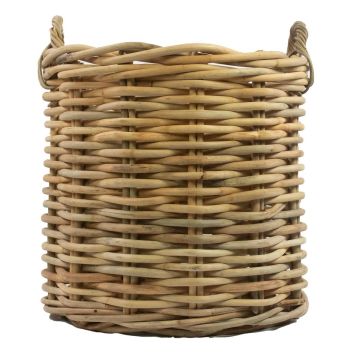 Runder Aufbewahrungskorb BENIGNO mit Henkel, Rattan, braun, 65cm, Ø61cm