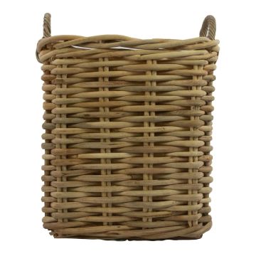 Eckiger Aufbewahrungskorb BENIGNO mit Henkel, Rattan, braun, 44x44x59cm