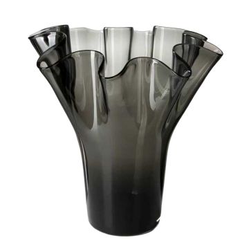 Blumenvase JODY EARTH aus Glas, grau, 35cm, Ø24cm