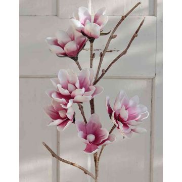Kunstblume Magnolienzweig Kunststoffschaum BIRGITTA, rosa-weiß, 105cm, Ø12-15cm