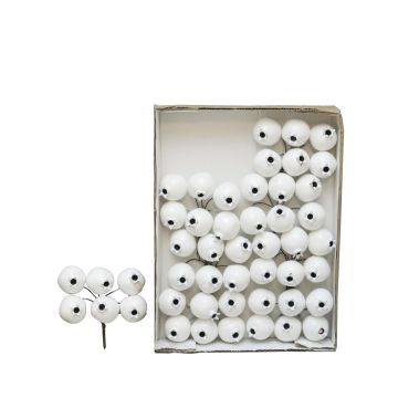 Künstliche Granatäpfel MANJIE, 48 Stück, glänzend-weiß, Ø3,5cm