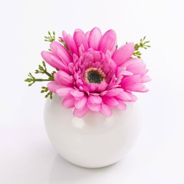 Künstliche Gerbera IMINA im Keramiktopf, rosa-lila, 12cm, Ø15cm