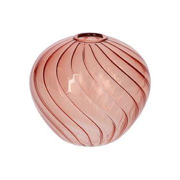 Kleine Dekoflasche FENNY aus Glas, mit Muster, altrosa-klar, 8,8cm, Ø10cm