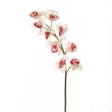 Plastik Zweig Cymbidium Orchidee OKSANA, weiß-pink, 80cm, Ø6,5cm