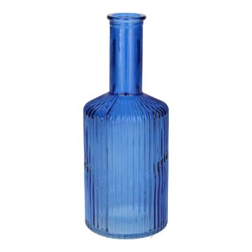 Flaschenvase GINTA aus Glas, mit Rillen, blau-klar, 20,5cm, Ø8,2cm Flaschenvase GINTA aus Glas, mit Rillen, blau-klar, 20,5cm, Ø8,2cm