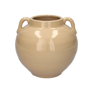 Dekovase OSIRA aus Steingut, mit Henkeln, taupe, 17cm, Ø18cm Dekovase OSIRA aus Steingut, mit Henkeln, taupe, 17cm, Ø18cm