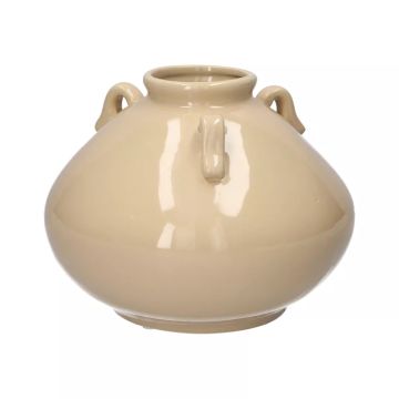 Dekovase OSIRA aus Steingut, mit Henkeln, taupe, 14,2cm, Ø18cm Dekovase OSIRA aus Steingut, mit Henkeln, taupe, 14,2cm, Ø18cm