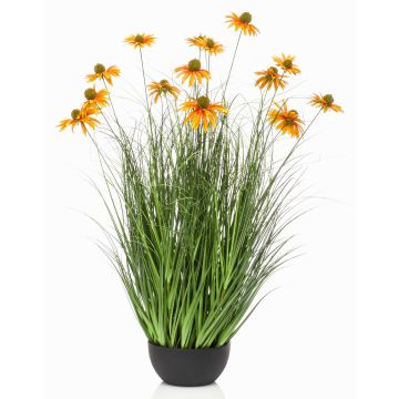 Kunstgras Sonnenhut SHALLA mit Blüten, Dekoschale, orange, 90cm Kunstgras Sonnenhut SHALLA mit Blüten, Dekoschale, orange, 90cm