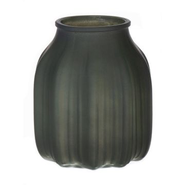 Kleine Glas Tischvase AMORY, olivgrün-matt, 16cm, Ø13,8cm