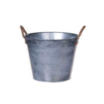 Runder Blumentopf BIMETO mit Griffen, Zink, silber, 18,5cm, Ø22,5cm