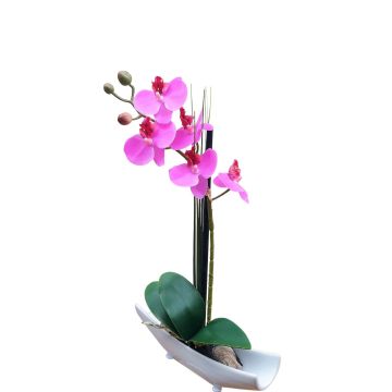 Kunstorchidee Phalaenopsis YANNIE, Schilf, Keramikschale, cerise, 30cm
