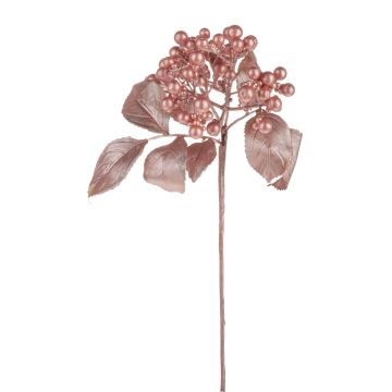Deko Zweig Holunder VIKTORINE mit Beeren, metallic-roségold, 30cm