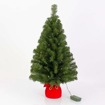 Kunst Tannenbaum WARSCHAU, Jutesack rot, LEDs, 90cm, Ø50cm