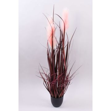 Pampasgras künstlich WERNHILD mit Rispen, Dekotopf, rot-braun, 90cm