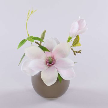 Künstliche Magnolie FEMI im beigen Keramiktopf, zartrosa, 20cm, Ø17cm