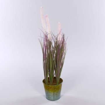 Künstliches Lampenputzergras SVERRE mit Rispen, Zinktopf, rosa-grün, 50cm Künstliches Lampenputzergras SVERRE mit Rispen, Zinktopf, rosa-grün, 50cm