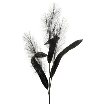Kunststoffschaum Schilfgras Zweig künstlich ZIGOR mit Glitzer, schwarz, 110cm