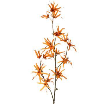 Künstlicher Zaubernuss Zweig ORAFA mit Blüten, orange, 80cm, Ø4-8cm