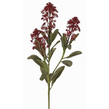 Kunstpflanzen Zweig Skimmie LAUSANA mit Blüten, burgunderrot, 65cm, Ø7cm