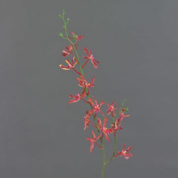 Künstlicher Cattleya Orchideenzweig TRASSA, rot-orange, 80cm, Ø4-8cm