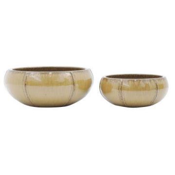Keramik Pflanzschale VARESH, 2 Stück, glasiert, outdoor, honiggold, 14x34cm, 18x44cm Keramik Pflanzschale VARESH, 2 Stück, glasiert, outdoor, honiggold, 14x34cm, 18x44cm