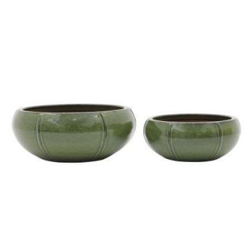 Keramik Pflanzschale VARESH, 2 Stück, glasiert, outdoor, dunkelgrün, 14x34cm, 18x44cm Keramik Pflanzschale VARESH, 2 Stück, glasiert, outdoor, dunkelgrün, 14x34cm, 18x44cm