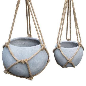 Hängeblumengefäß SINABEL aus Zement, 2 Stück, outdoor, grau, 11x15cm, 17x24cm Hängeblumengefäß SINABEL aus Zement, 2 Stück, outdoor, grau, 11x15cm, 17x24cm