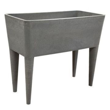 Pflanztopf LUAVIA aus Holzbeton, Standfüße, grau, 76x37x65cm Pflanztopf LUAVIA aus Holzbeton, Standfüße, grau, 76x37x65cm