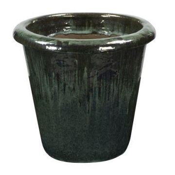 Blumentopf ELVORN aus Terrakotta, glasiert, Farbverlauf, jadegrün, 44cm, Ø47cm Blumentopf ELVORN aus Terrakotta, glasiert, Farbverlauf, jadegrün, 44cm, Ø47cm