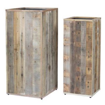 Quadratischer Pflanzkasten BUNJER aus Holz, 2 Stück, natürliche Maserung, outdoor, braun, 30x80cm, 40x90cm Quadratischer Pflanzkasten BUNJER aus Holz, 2 Stück, natürliche Maserung, outdoor, braun, 30x80cm, 40x90cm