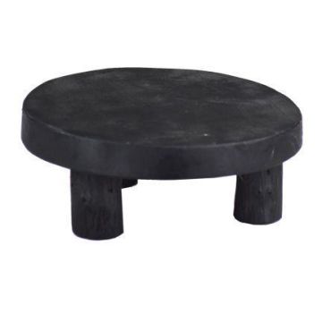 Holz Pflanzenpodest KAILANI mit Füßen, outdoor, schwarz, 6cm, Ø15cm