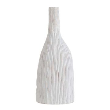 Flaschenvase PHILLIPA aus Terrakotta, mit Maserung, weiß, 20x14,2x51cm Flaschenvase PHILLIPA aus Terrakotta, mit Maserung, weiß, 20x14,2x51cm