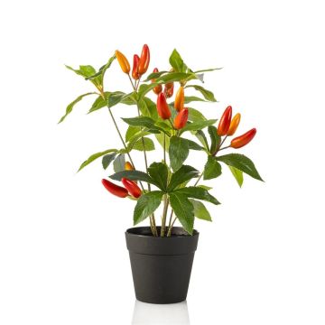 Künstliche Chili Pflanze KIRKI mit Früchten, im Dekotopf, orange-rot, 35cm