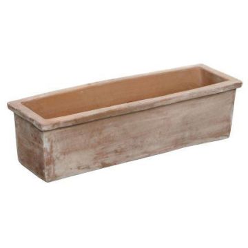 Rechteckiger Pflanzkasten MUNJER aus Terrakotta, outdoor, Rand, handmade, patiniert, braun, 62x20x17cm Rechteckiger Pflanzkasten MUNJER aus Terrakotta, outdoor, Rand, handmade, patiniert, braun, 62x20x17cm