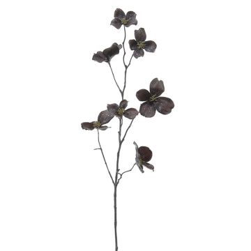 Kunstzweig Hartriegel SIANILLA mit Blüten, Glitzer, dunkelviolett, 80cm