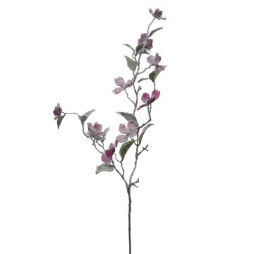 Kunstzweig Hartriegel BIERNATI mit Blüten, beschneit, violett, 90cm