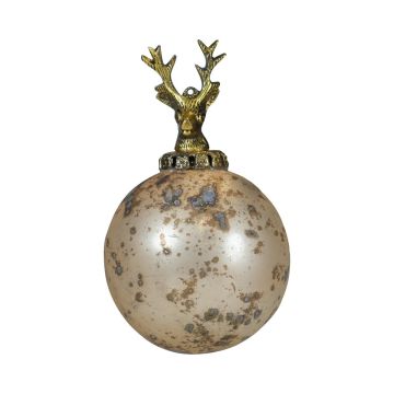 Christbaumkugel NUMI aus Glas, Hirsch, antikgold, Ø10cm