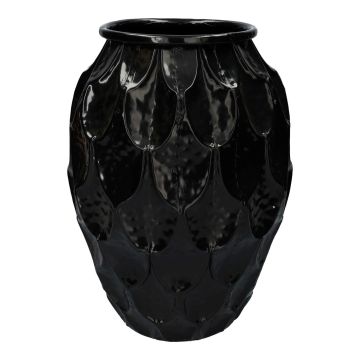 Tischvase JENNYFER aus Metall, mit Facetten, schwarz, 37cm, Ø28cm