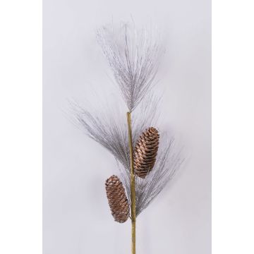 Kiefernzweig künstlich MARTJE mit Zapfen, Glitzer, kupfer, 100cm