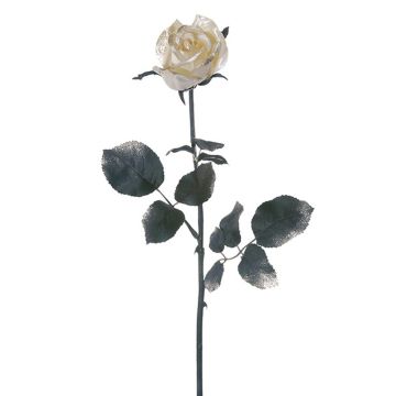 Kunst Rose HULIENNA mit Glitzer, weiß, 70cm Kunst Rose HULIENNA mit Glitzer, weiß, 70cm