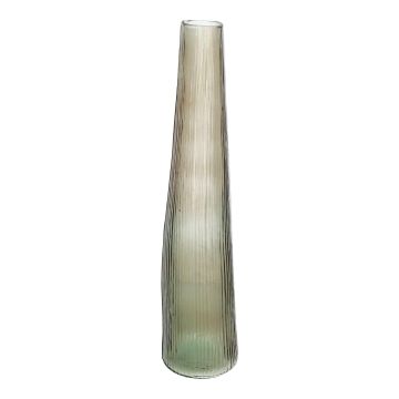 Unförmige Flaschenvase ADDILYNNE aus Glas, mit Rillen, grau, 40cm, Ø9,5cm Unförmige Flaschenvase ADDILYNNE aus Glas, mit Rillen, grau, 40cm, Ø9,5cm