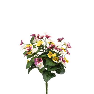 Stiefmütterchen künstlich NORHA auf Steckstab, weiß-lila-gelb, 30cm