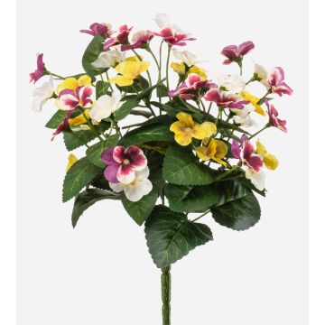 Stiefmütterchen künstlich NORHA auf Steckstab, weiß-lila-gelb, 30cm