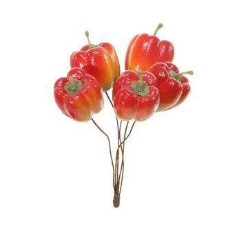 Kunstgemüse Paprika TESSY mit Draht, 6 Stück, orange, 3cm, Ø2,7cm