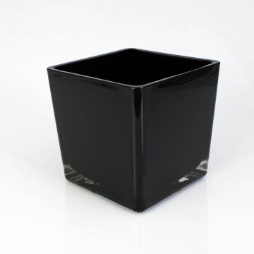 Blumentopf aus Glas KIM EARTH, schwarz, 14x14x14cm