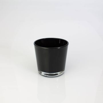 Pflanztopf aus Glas ALENA, schwarz, 10,5cm, Ø11,5cm