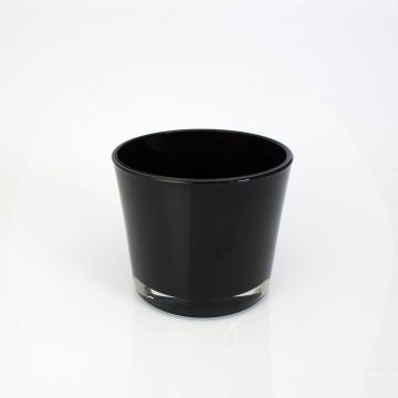 Pflanztopf aus Glas ALENA, schwarz, 12,5cm, Ø14,5cm