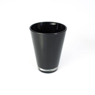 Vase ANNA EARTH, konische Form, Glas, schwarz, 15cm, Ø11cm Vase ANNA EARTH, konische Form, Glas, schwarz, 15cm, Ø11cm
